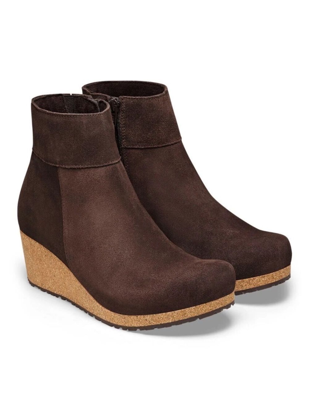Papillio x Birkenstock Ebba Dark Tea Brown Suede Wedge Ankle Boots NEW 36